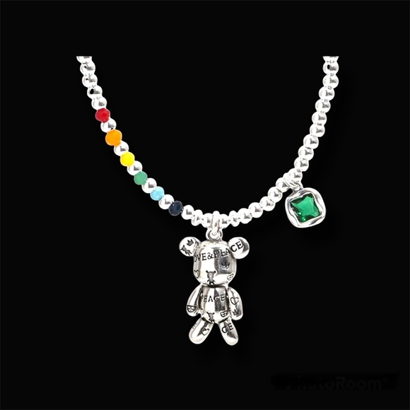 Articulated Teddy bear silver necklace - Picture 4 of 7